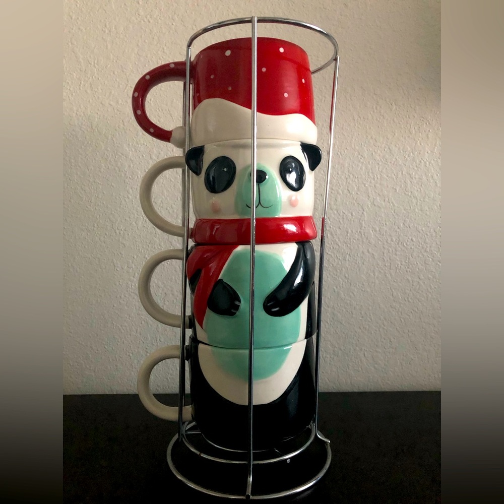 Christmas Panda Coffee Mug Set